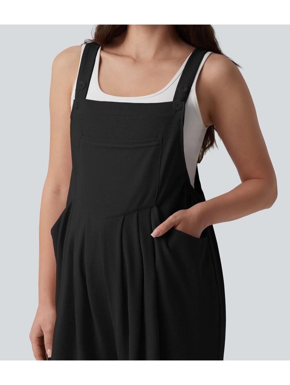 HALARA Waffle Casual Maternity Jogger Overalls with Pockets